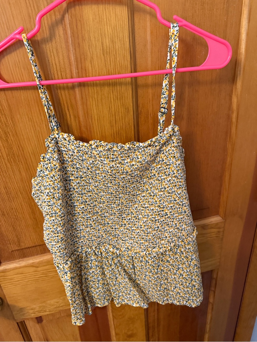 Old Navy Yellow Floral Smocked Tank